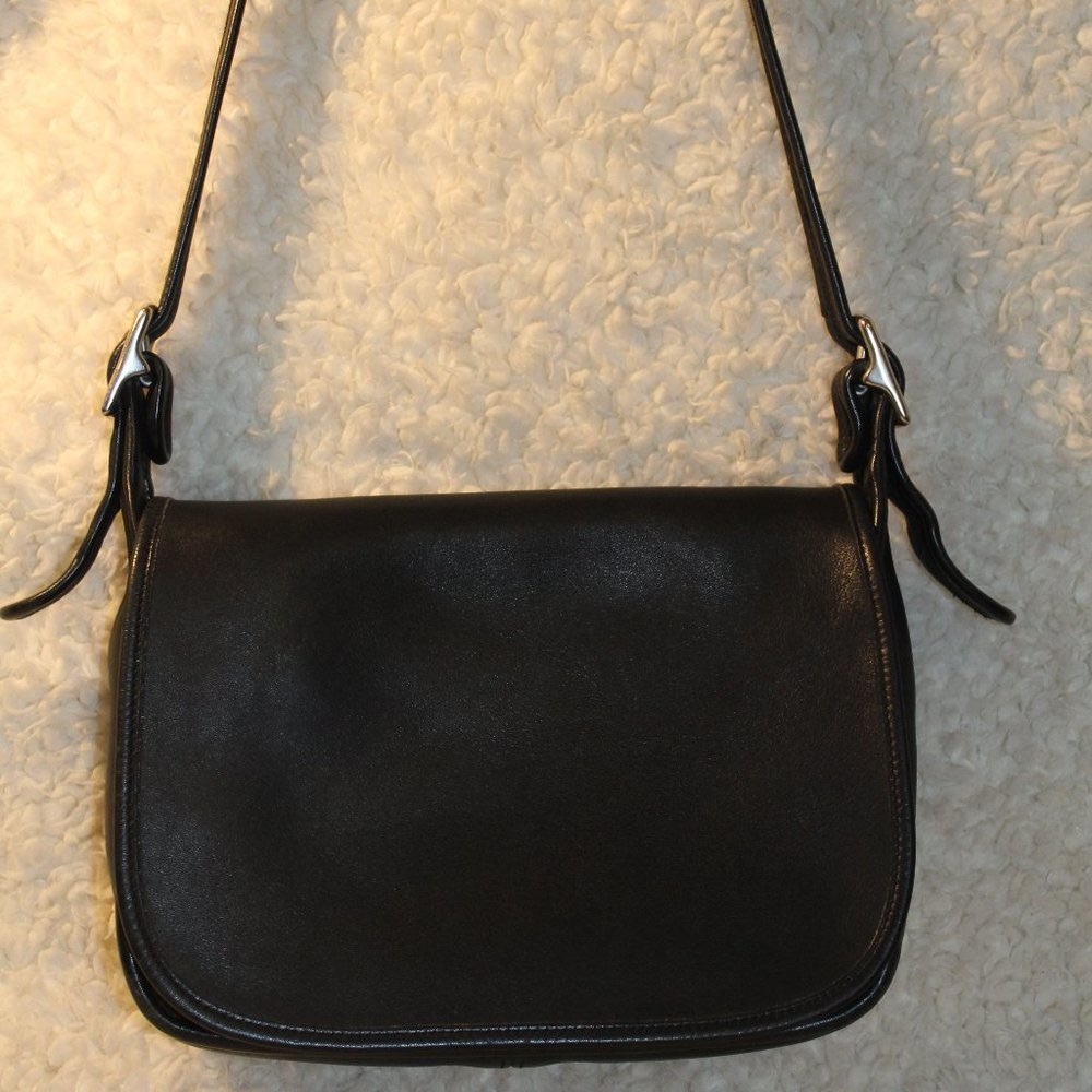 COACH Patricia’s Legacy Vintage Black Leather Saddle Bag 9951